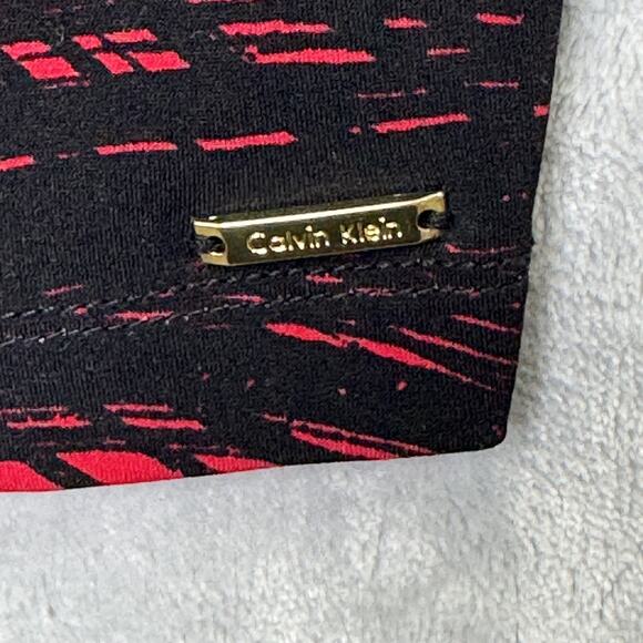 Calvin Klein Tank Top Womens Large Red Black Abstract Sleeveless Blouse Stretch - Picture 3 of 10